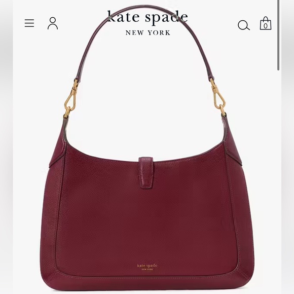 🍒 Kate Spade Leather & Suede Hobo Shoulder Bag --Gold Lock - Picture 9 of 11